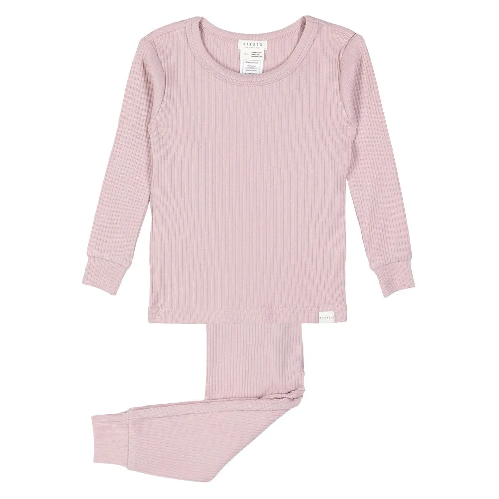 Petit Lem 35451 Long Sleeve Modal Rib Pajama Set (Lavender Purple)
