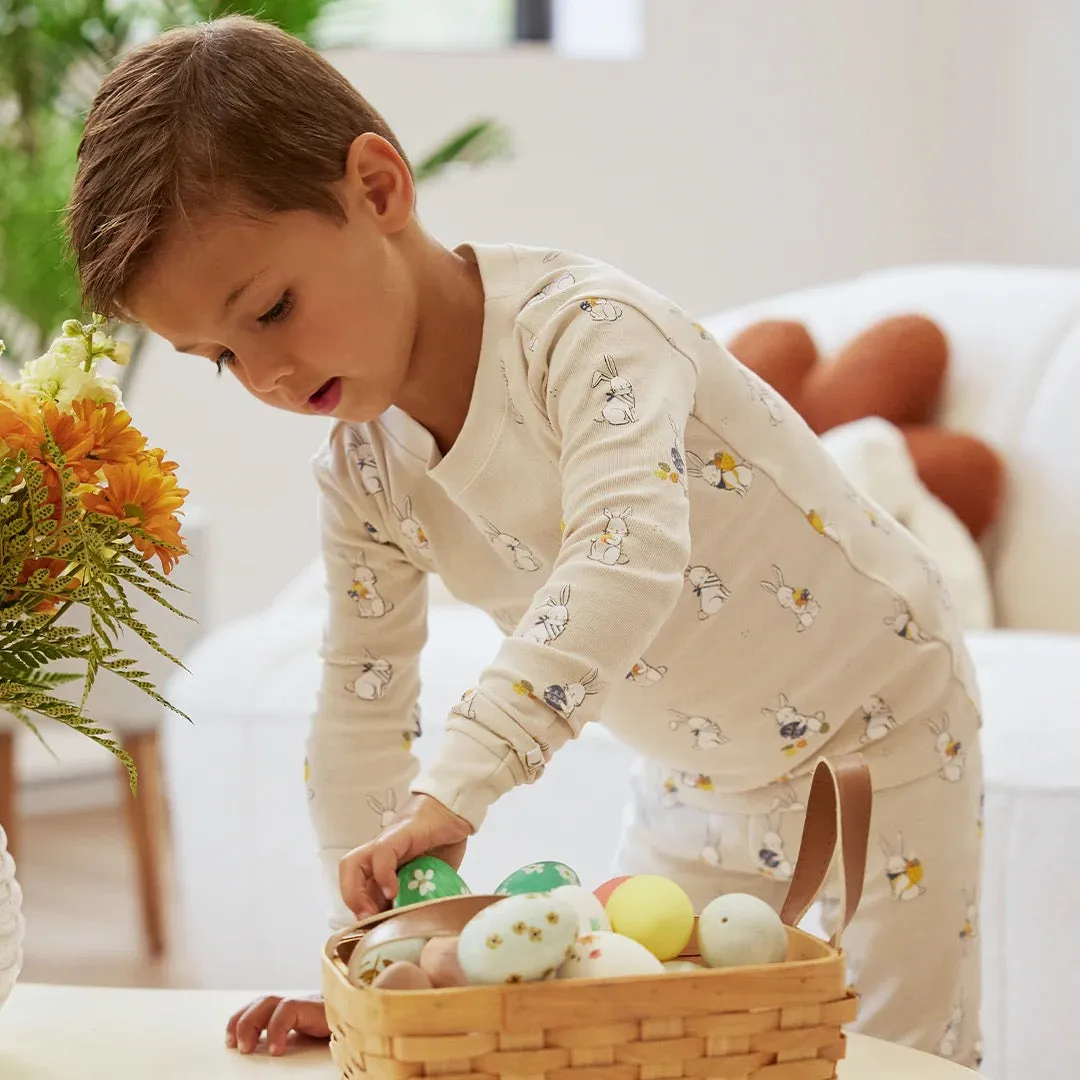 Petit Lem Egg Hunt Print on Crème PJ Set