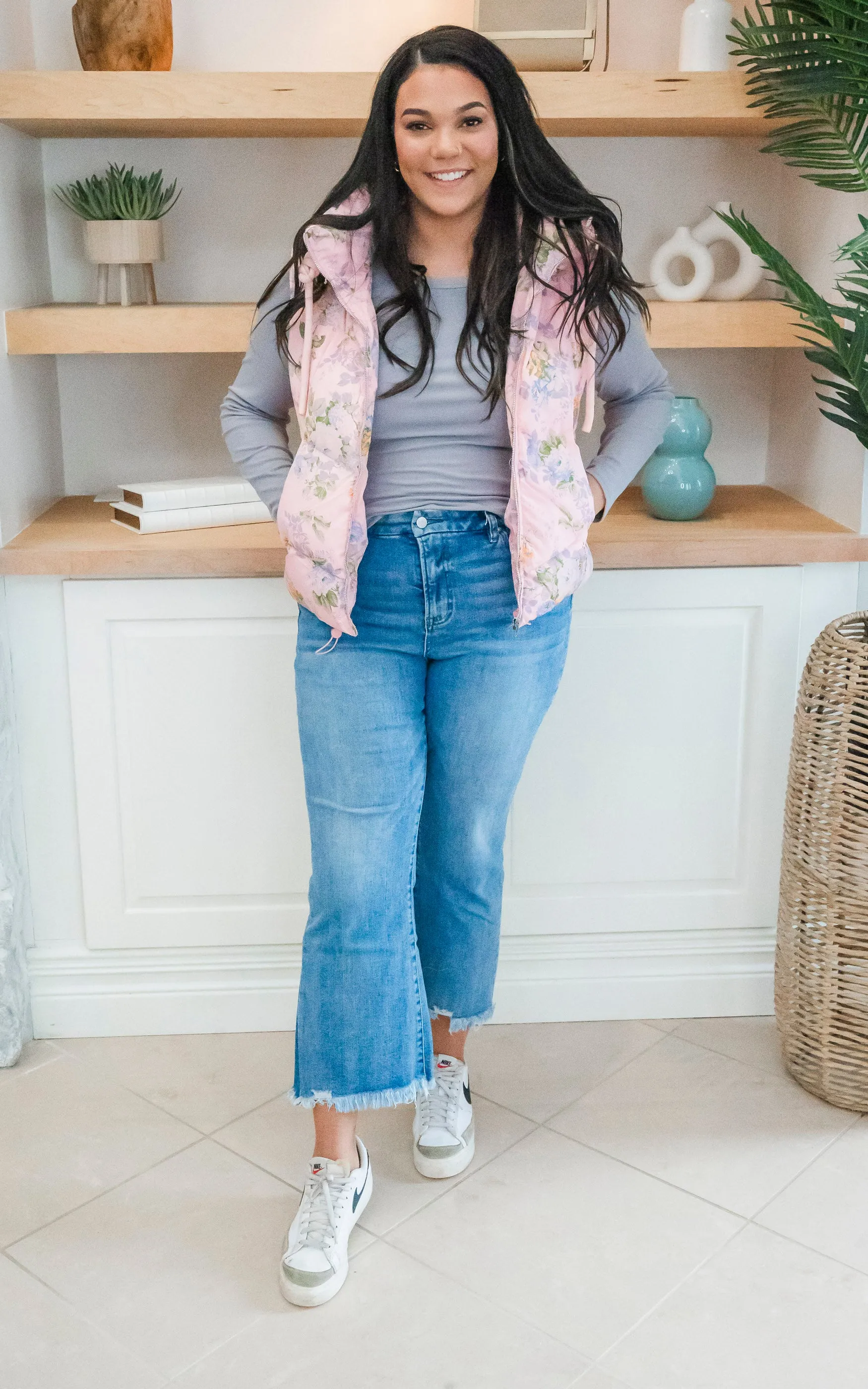 Pink Floral Quilted Vest - Final Sale