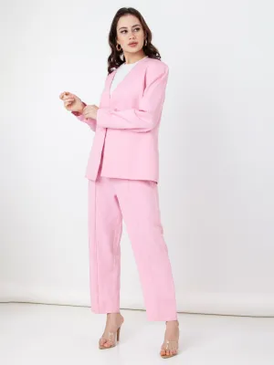 Pink Solid Regular Blazer