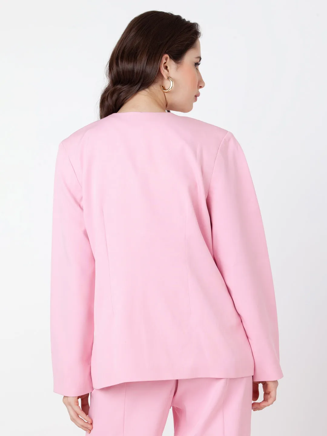 Pink Solid Regular Blazer