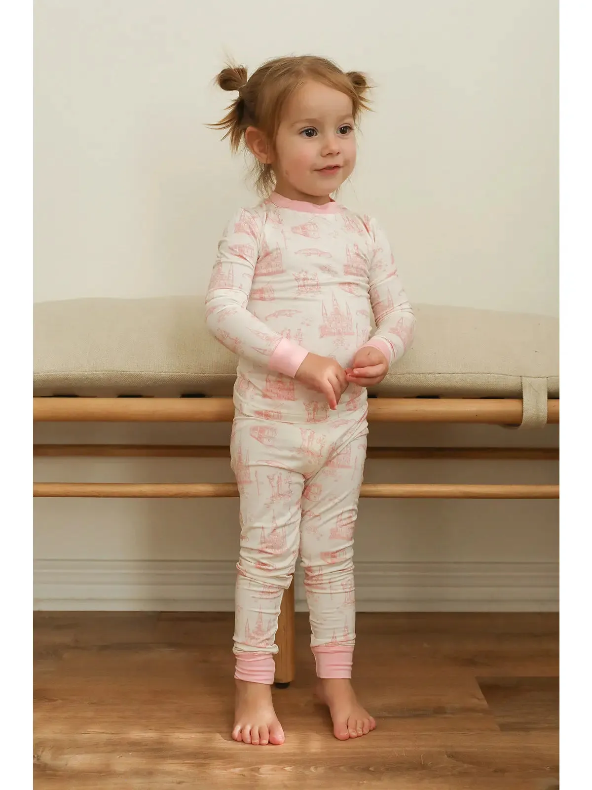 Pink Toile 2 Piece Bamboo Pajama Set