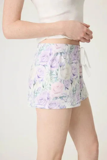 PJ Salvage Violet Rose Floral Waffle Thermal Short