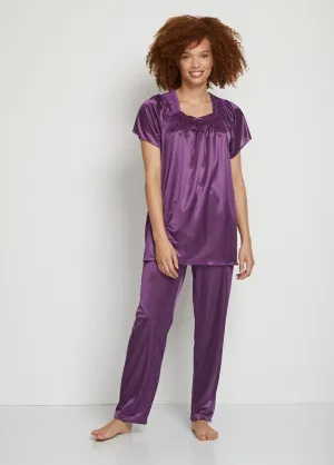Plain short-sleeved pajamas in flowing knit