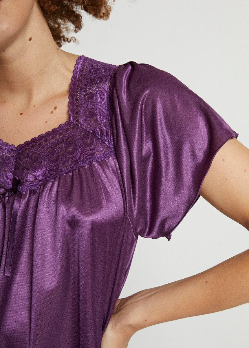 Plain short-sleeved pajamas in flowing knit