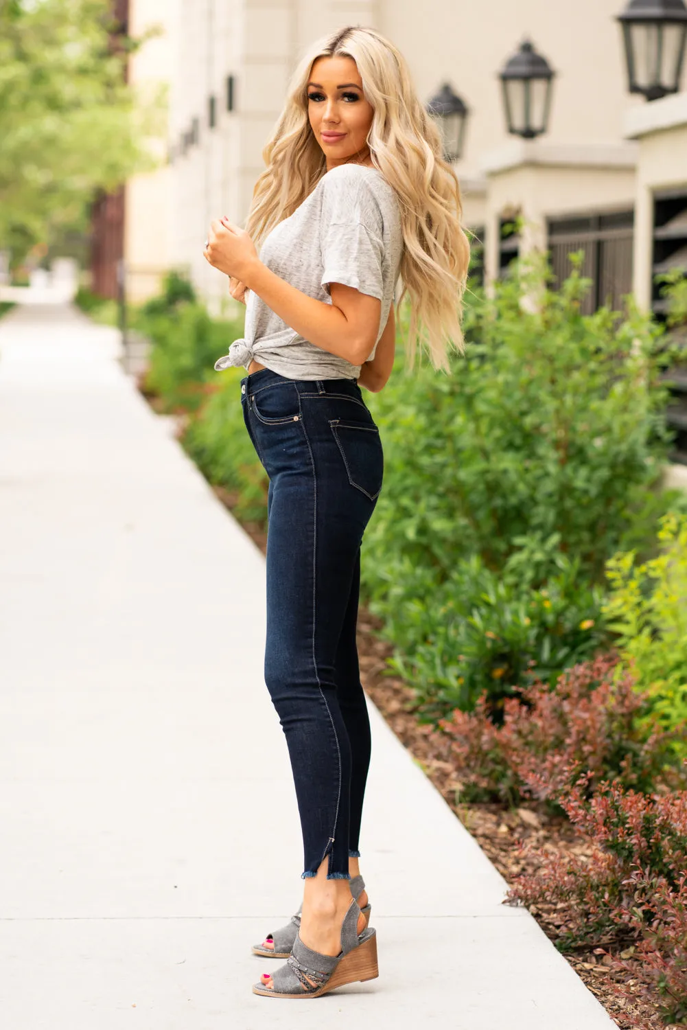 Plus Size Giselle High Rise Split Hem Skinny