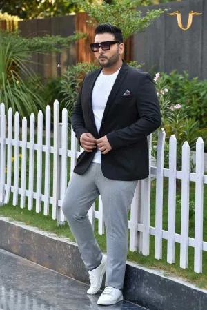 Plus size of Black Stretchable Knitted Blazer