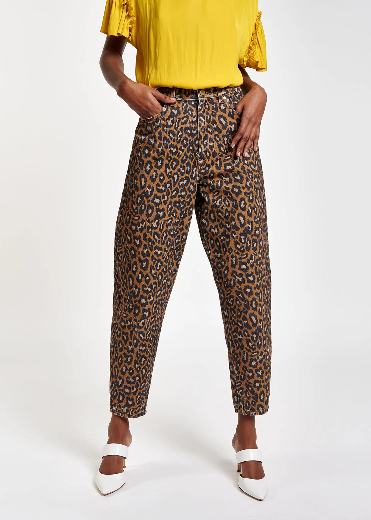 Print high waist denim