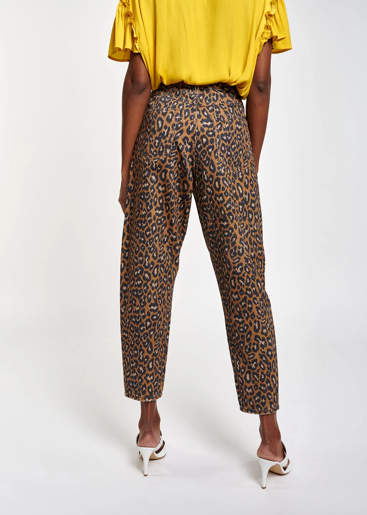 Print high waist denim