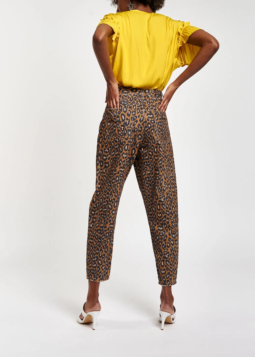 Print high waist denim