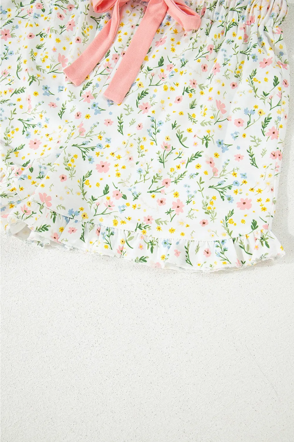 Printed Button Up Short Sleeve Top and Shorts Lounge Set S-XL