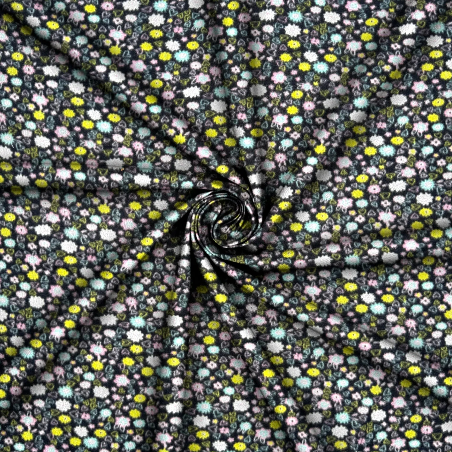 Printed Polar Fleece Floral Black