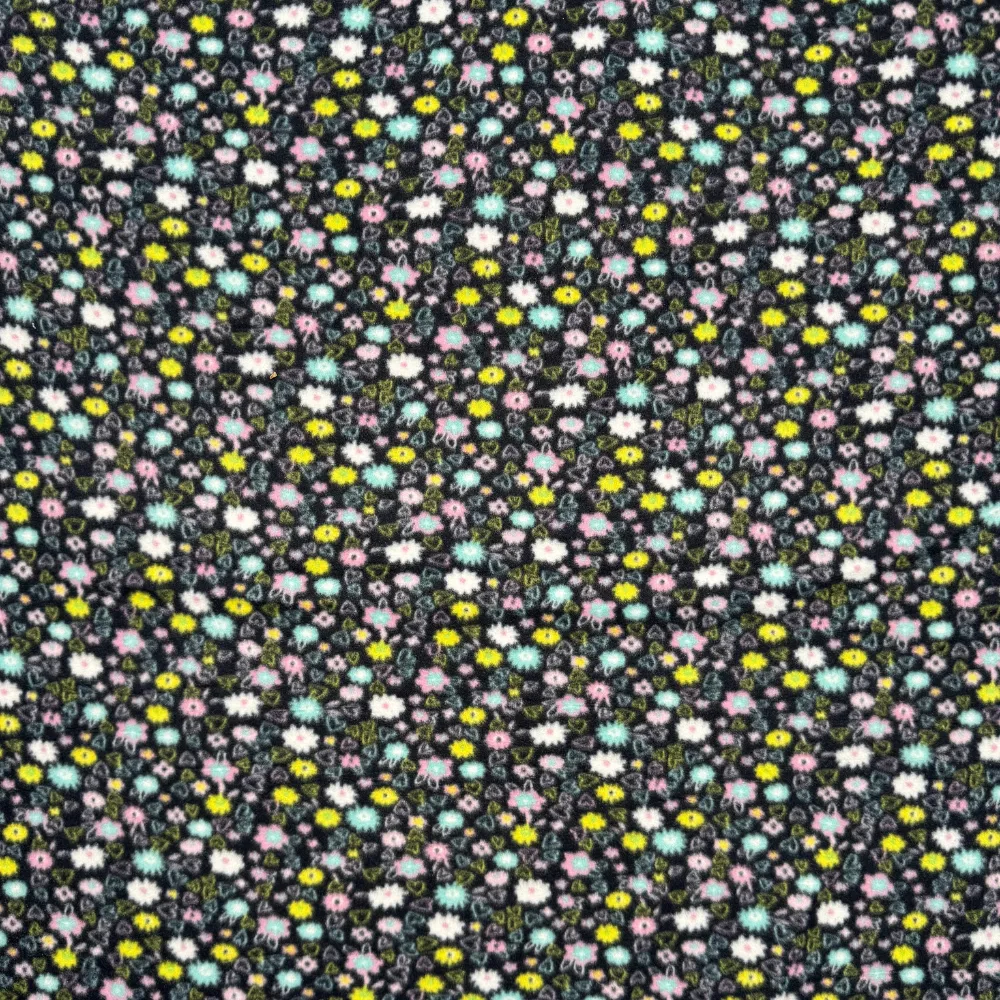 Printed Polar Fleece Floral Black