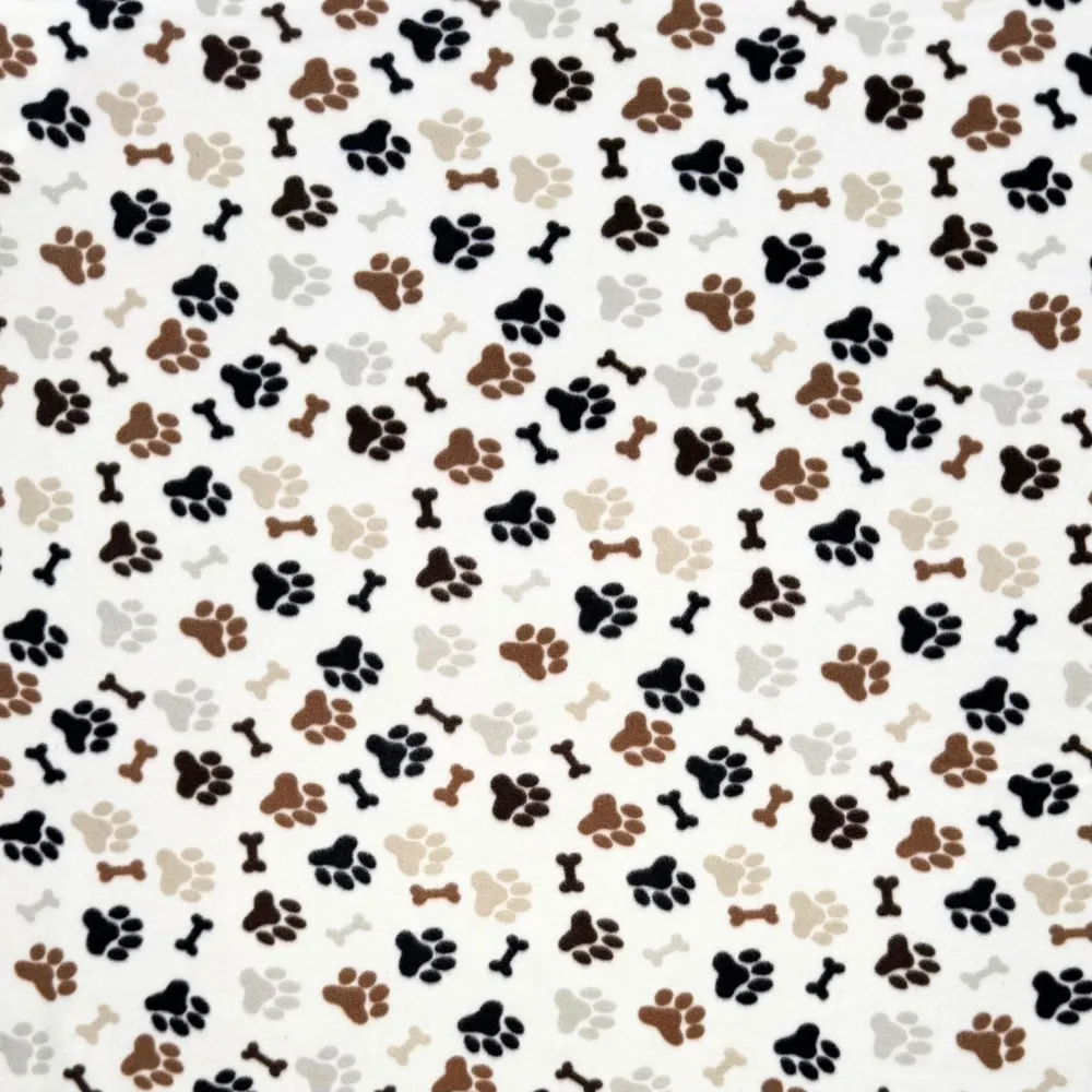 Printed Polar Fleece Pawz White