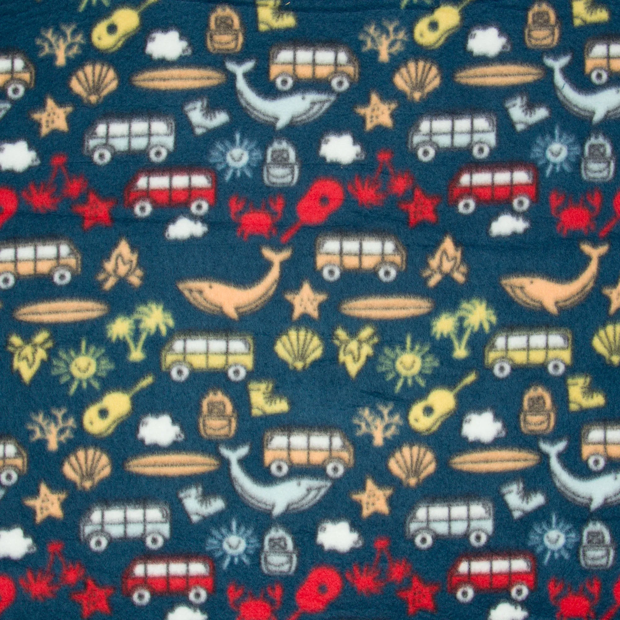 Printed Polar Fleece Whale Time Teal