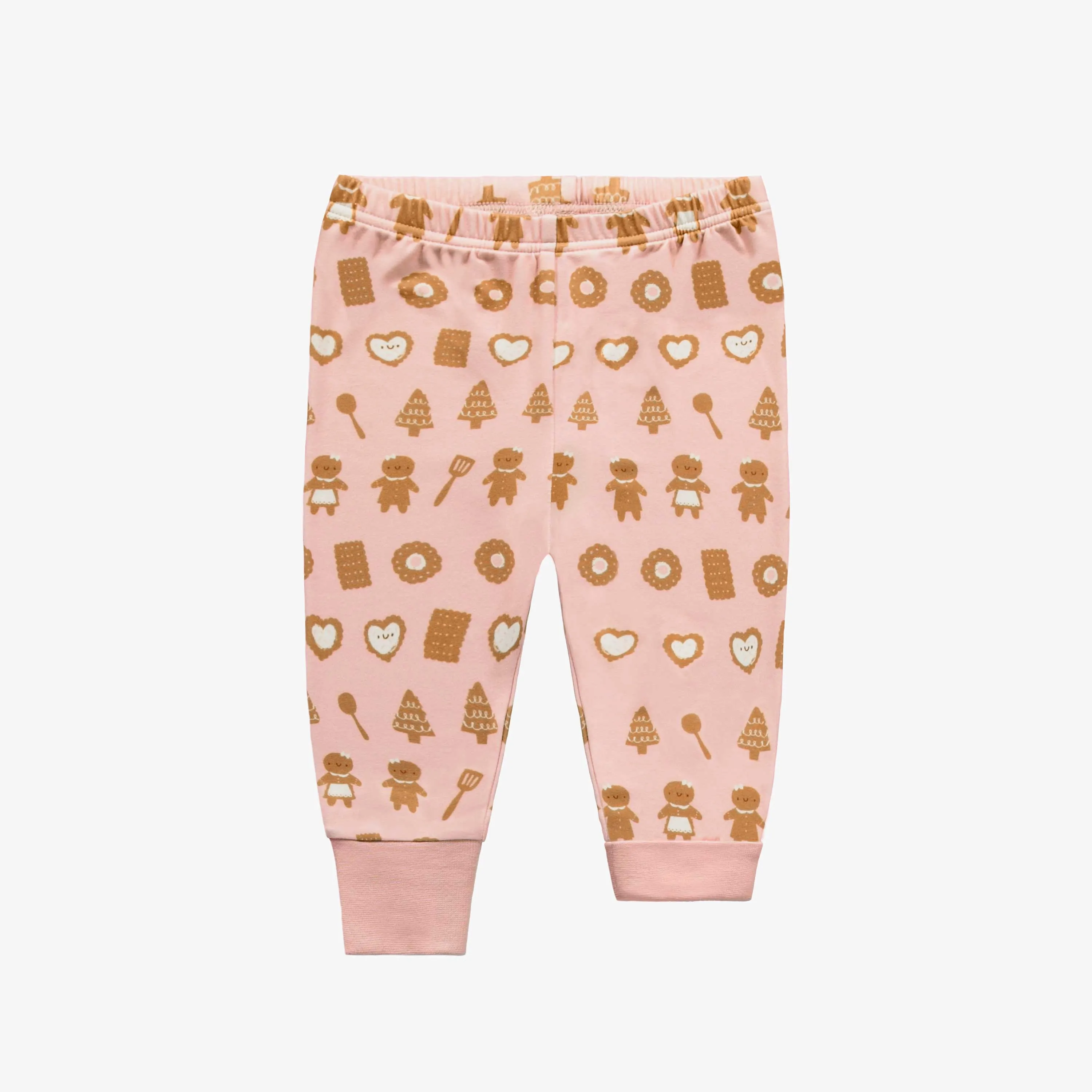 Pyjama deux-pièces rose à motif gourmand de biscuits en polyester, bébé || Pink two-pieces pajama with an all over print of delicious cookies in polyester, baby