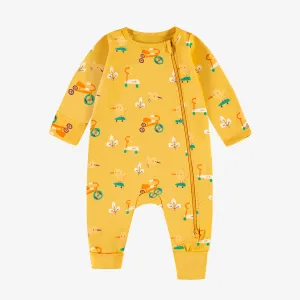 Pyjama jaune à motifs, naissance||Yellow pajamas with all over print, newborn