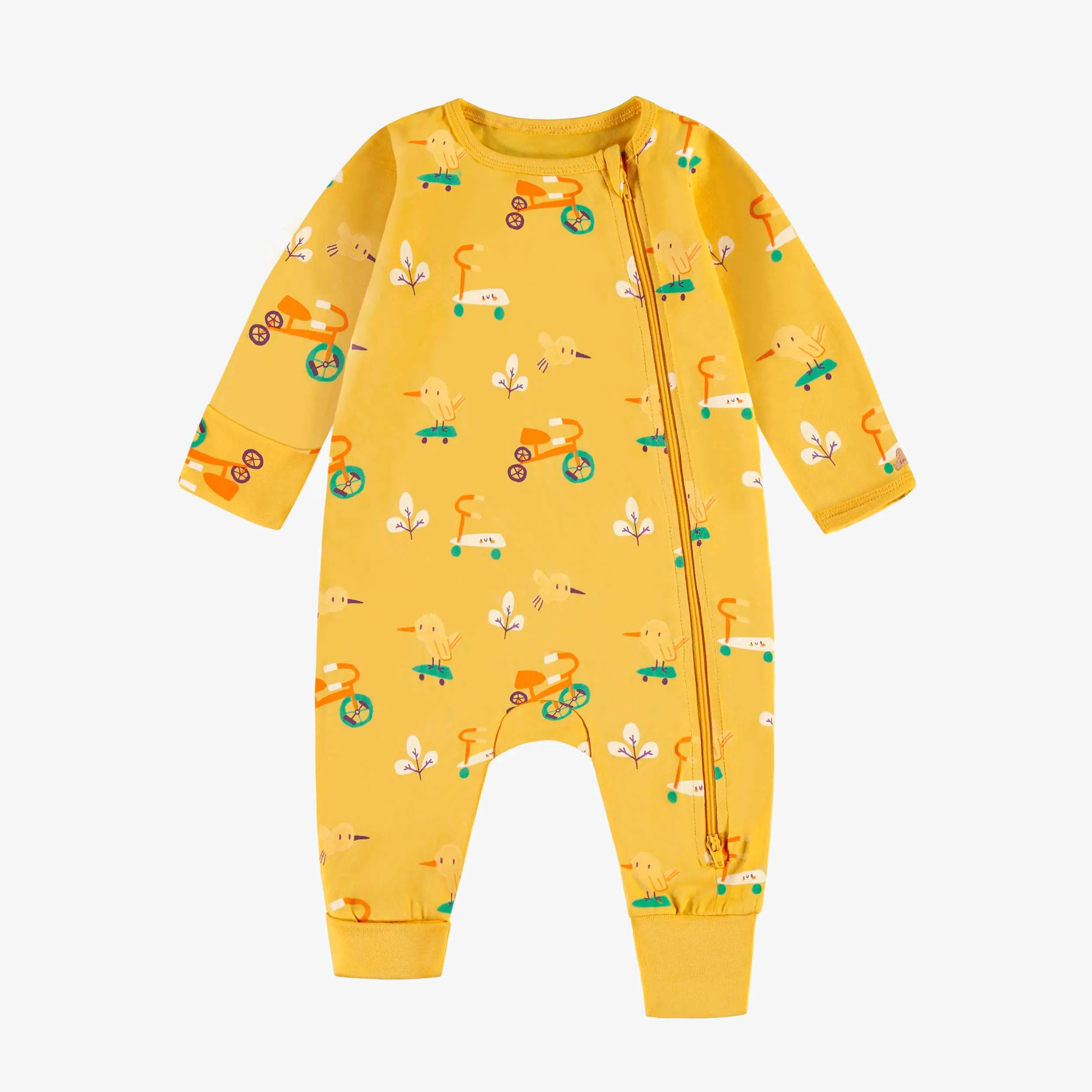 Pyjama jaune à motifs, naissance||Yellow pajamas with all over print, newborn