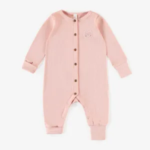 Pyjama une-pièce rose évolutif en coton biologique, naissance || Pink evolutive one-piece pajamas in organic cotton, newborn