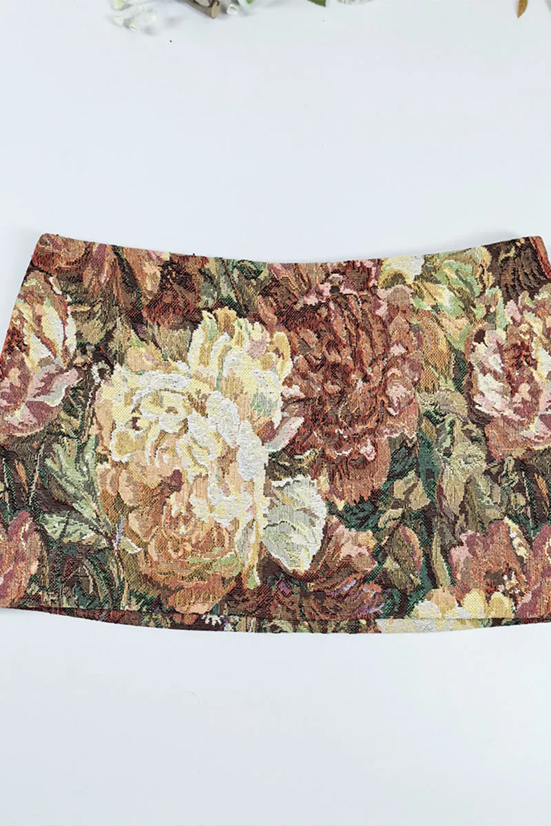 QT3253 Floral Testured Mini Skirt Dress