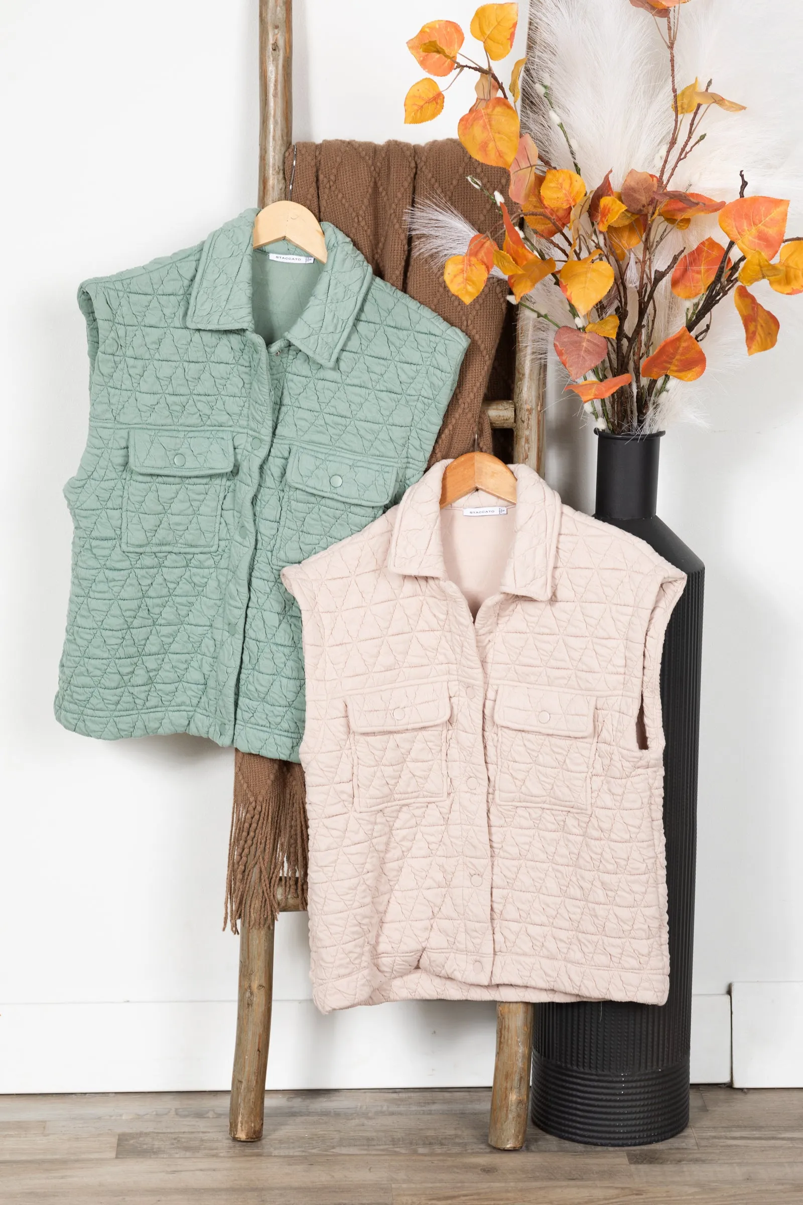 Quilted Chest Pocket Button Vest