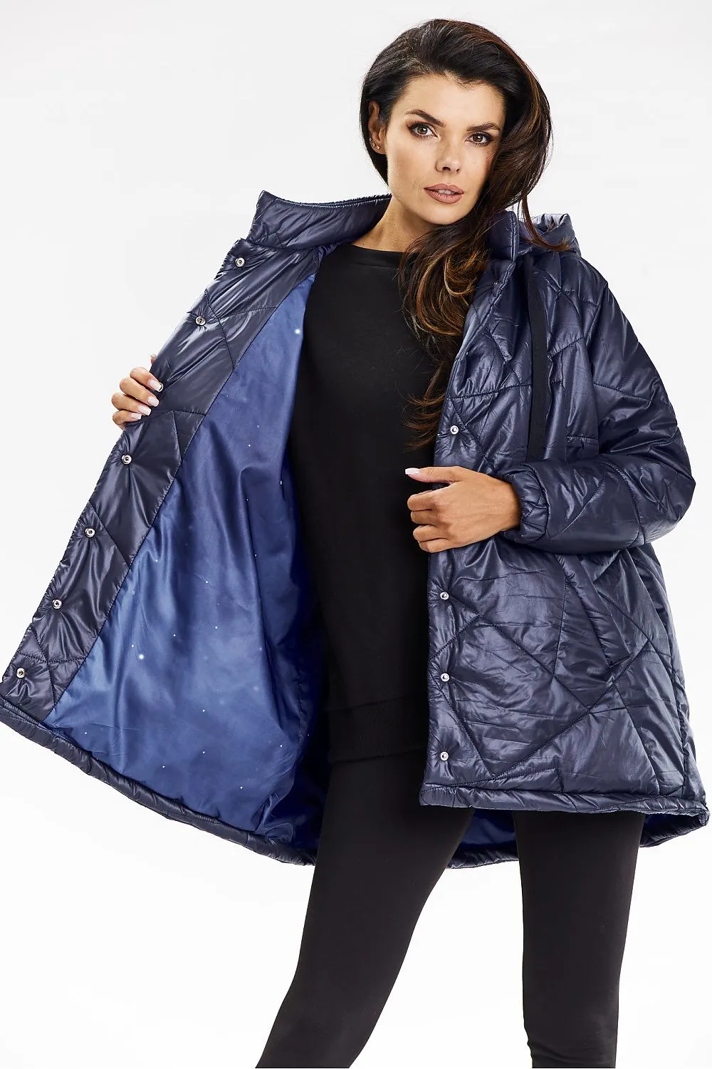 Quilted Hooded Jacket with Belt