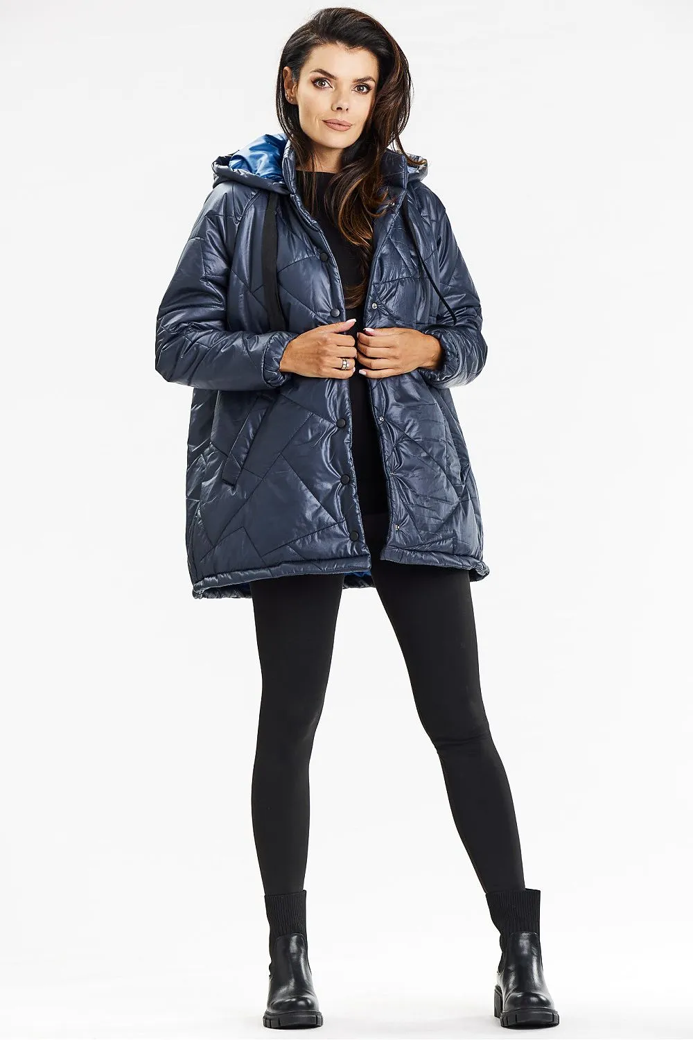 Quilted Hooded Jacket with Belt