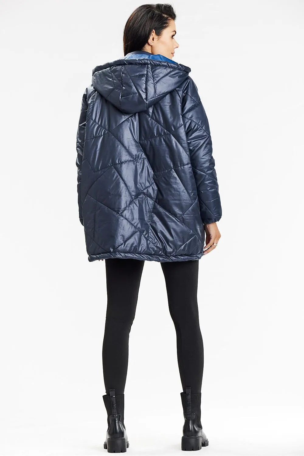 Quilted Hooded Jacket with Belt