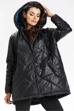 Quilted Hooded Jacket with Belt