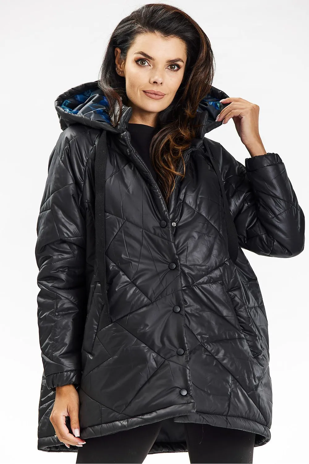 Quilted Hooded Jacket with Belt