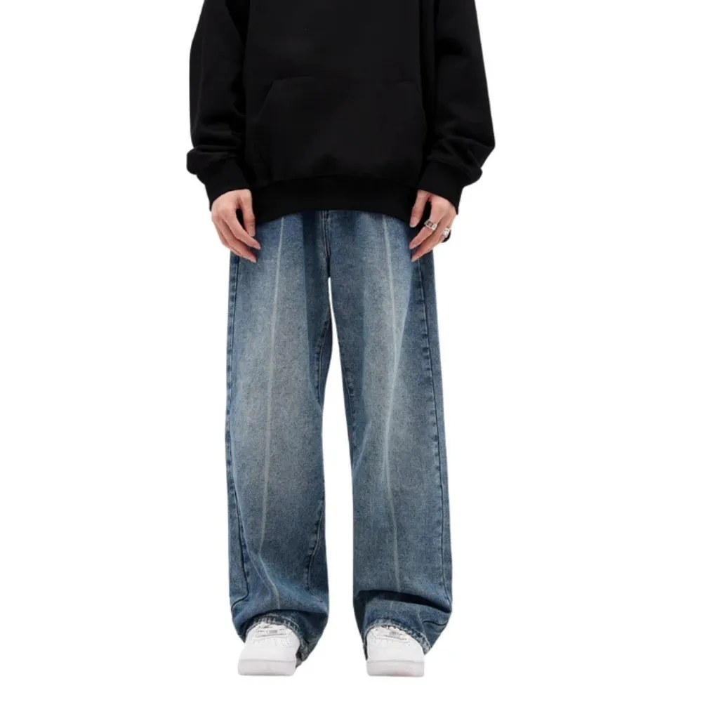 "Solid Color Distressed Baggy" Jeans
