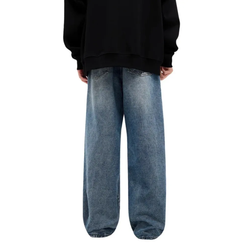 "Solid Color Distressed Baggy" Jeans