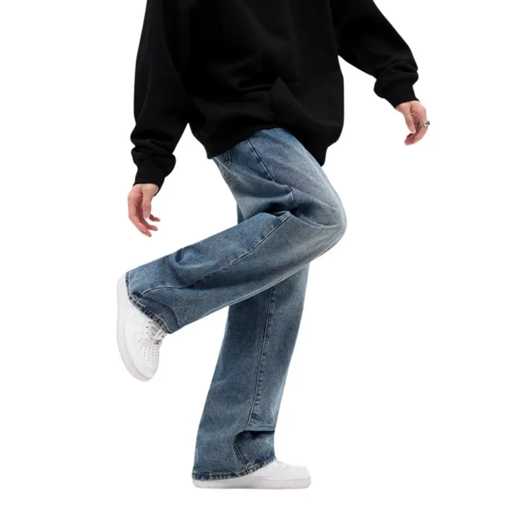 "Solid Color Distressed Baggy" Jeans