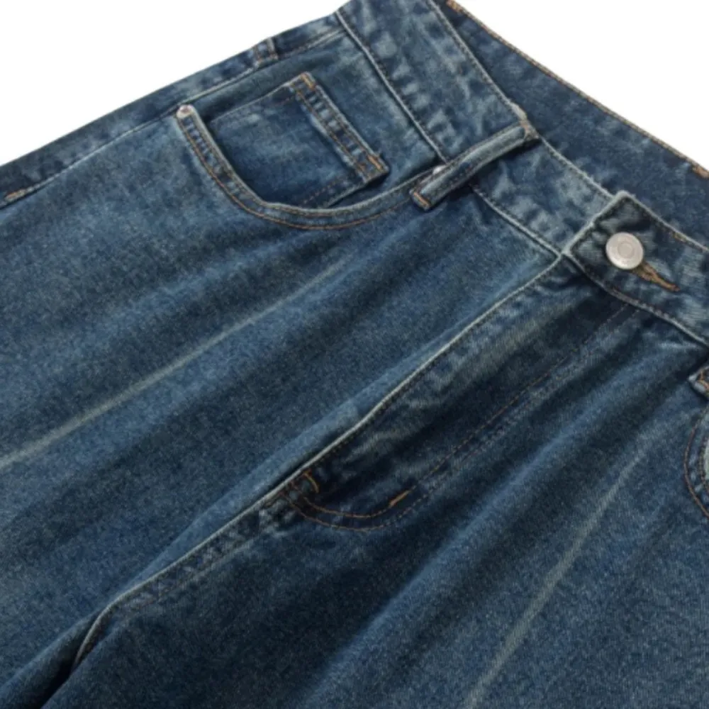 "Solid Color Distressed Baggy" Jeans