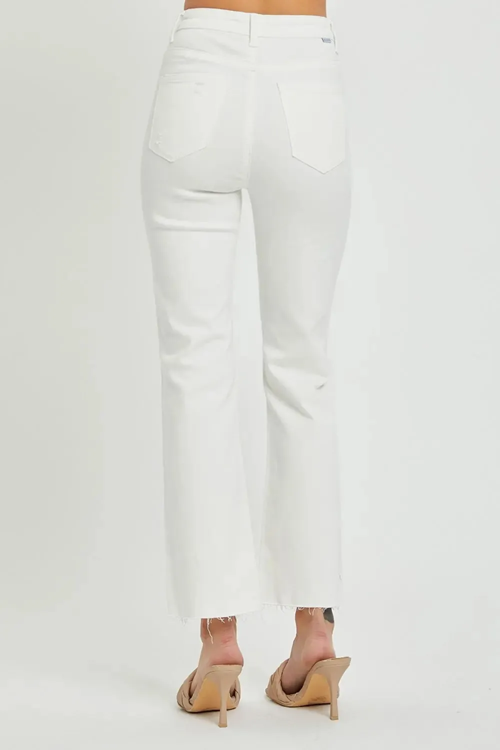 'Rhea' High Rise Button Fly Straight Ankle Jeans