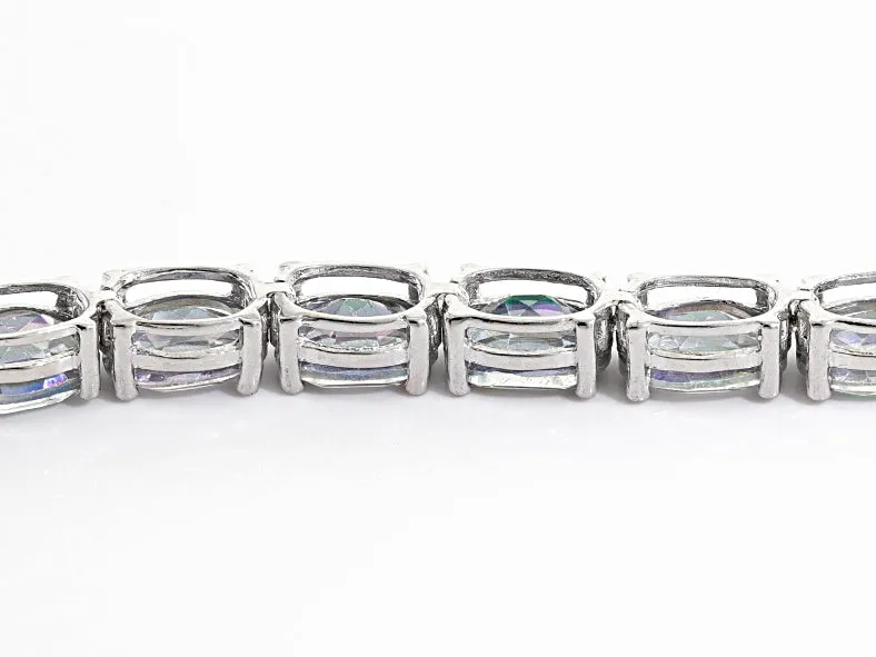 Rhodium over Sterling Silver Mystic Topaz Line Bracelet (7.50 in)