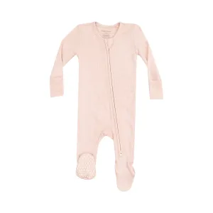 Ribbed Zipper Footie | Rose Smoke