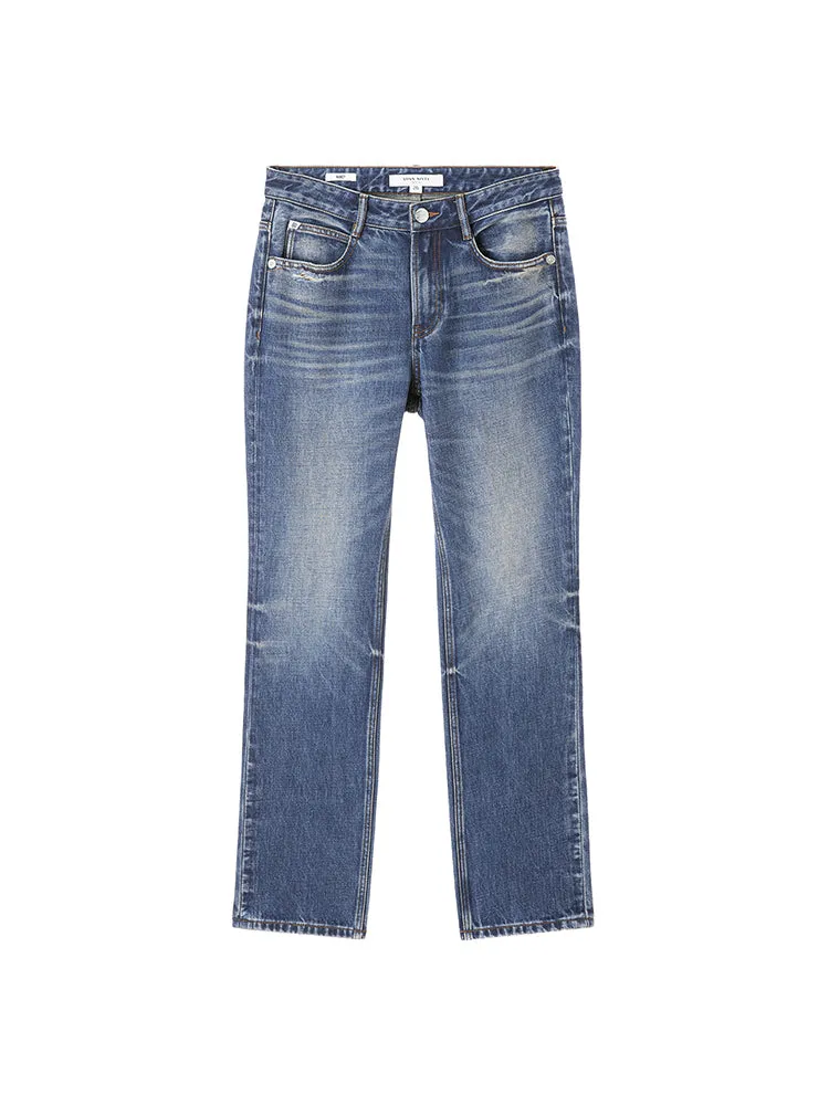 Ripped Straight Fit Jeans