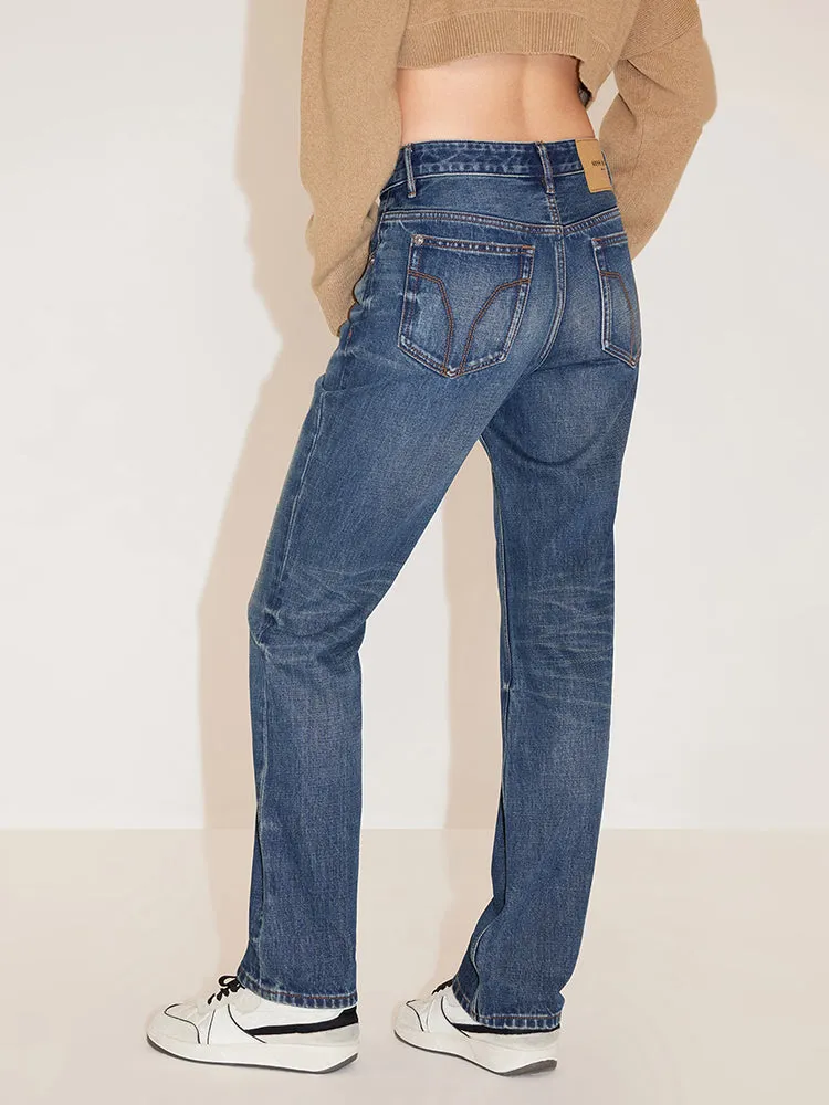 Ripped Straight Fit Jeans