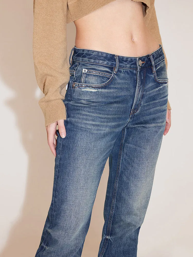 Ripped Straight Fit Jeans