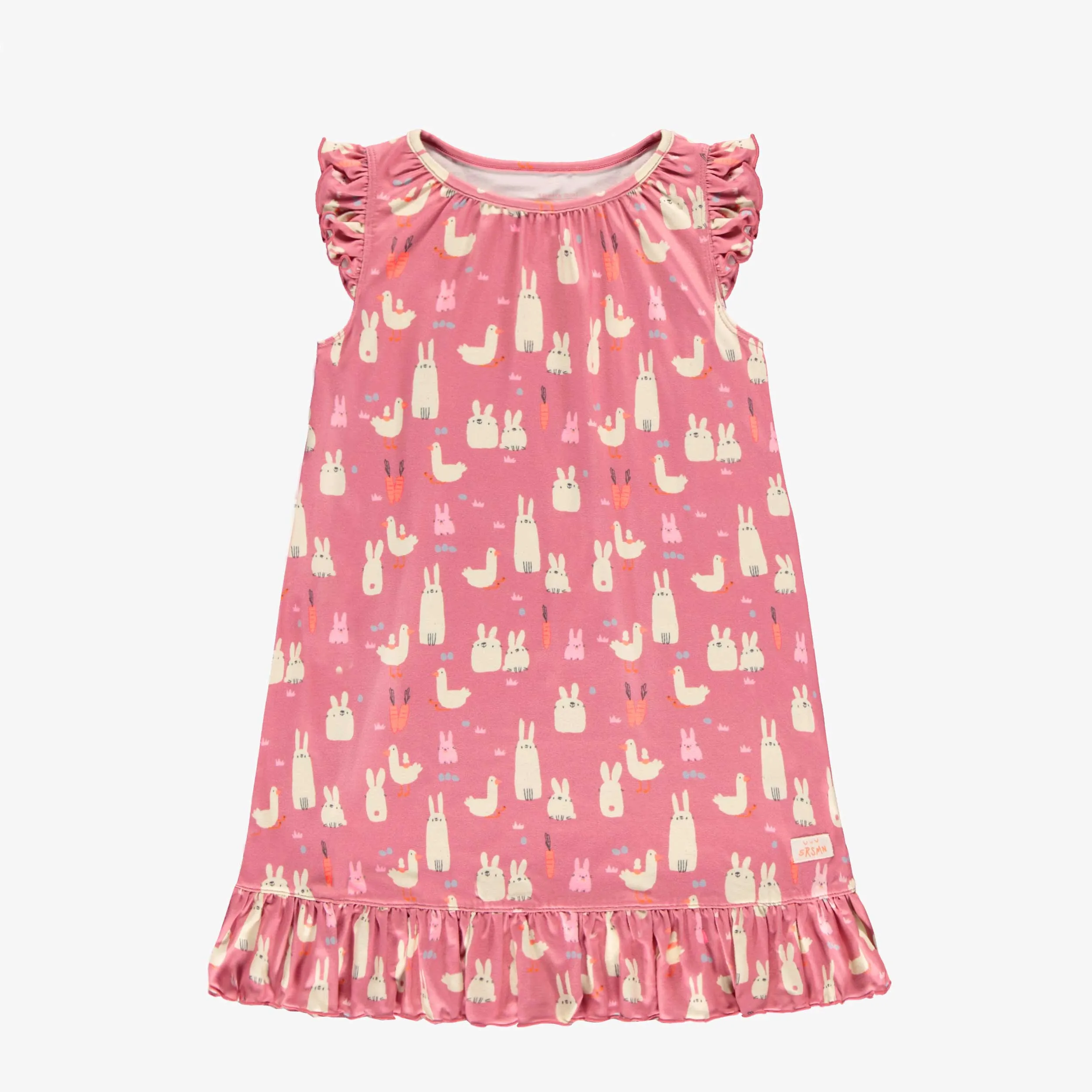 Robe de nuit rose à motifs de Pâques, enfant || Pink nightgown with Easter all over print, child