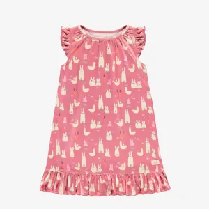 Robe de nuit rose à motifs de Pâques, enfant || Pink nightgown with Easter all over print, child