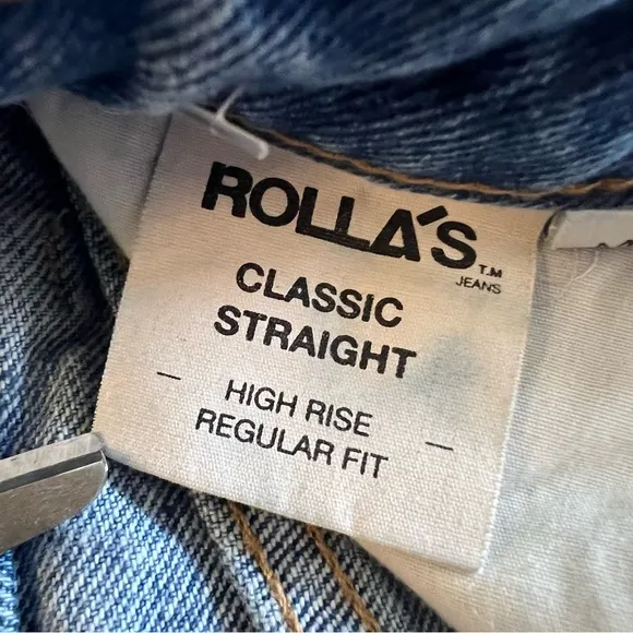 ROLLA’S Denim Classic Straight In 90s Blue High Rise Regular Fit Jeans Size 24