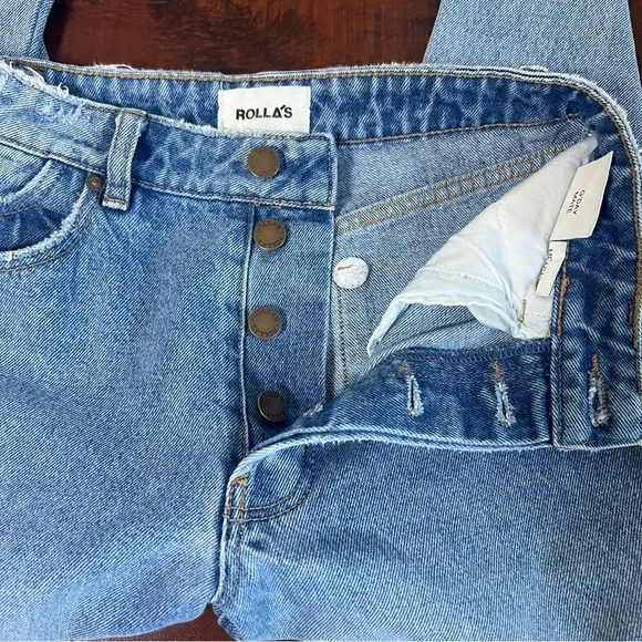 ROLLA’S Denim Classic Straight In 90s Blue High Rise Regular Fit Jeans Size 24