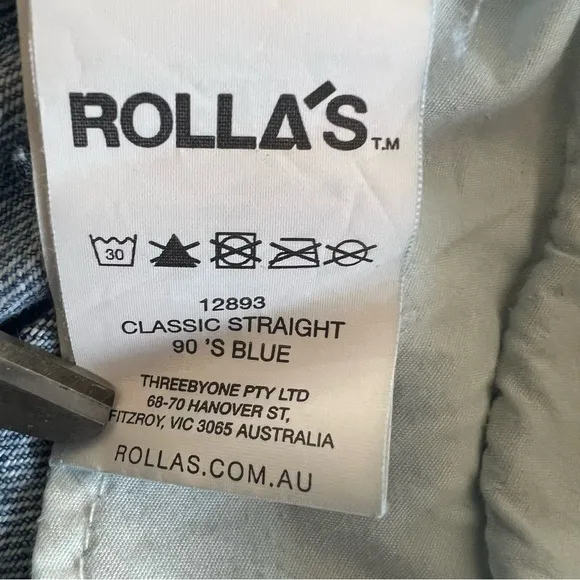 ROLLA’S Denim Classic Straight In 90s Blue High Rise Regular Fit Jeans Size 24