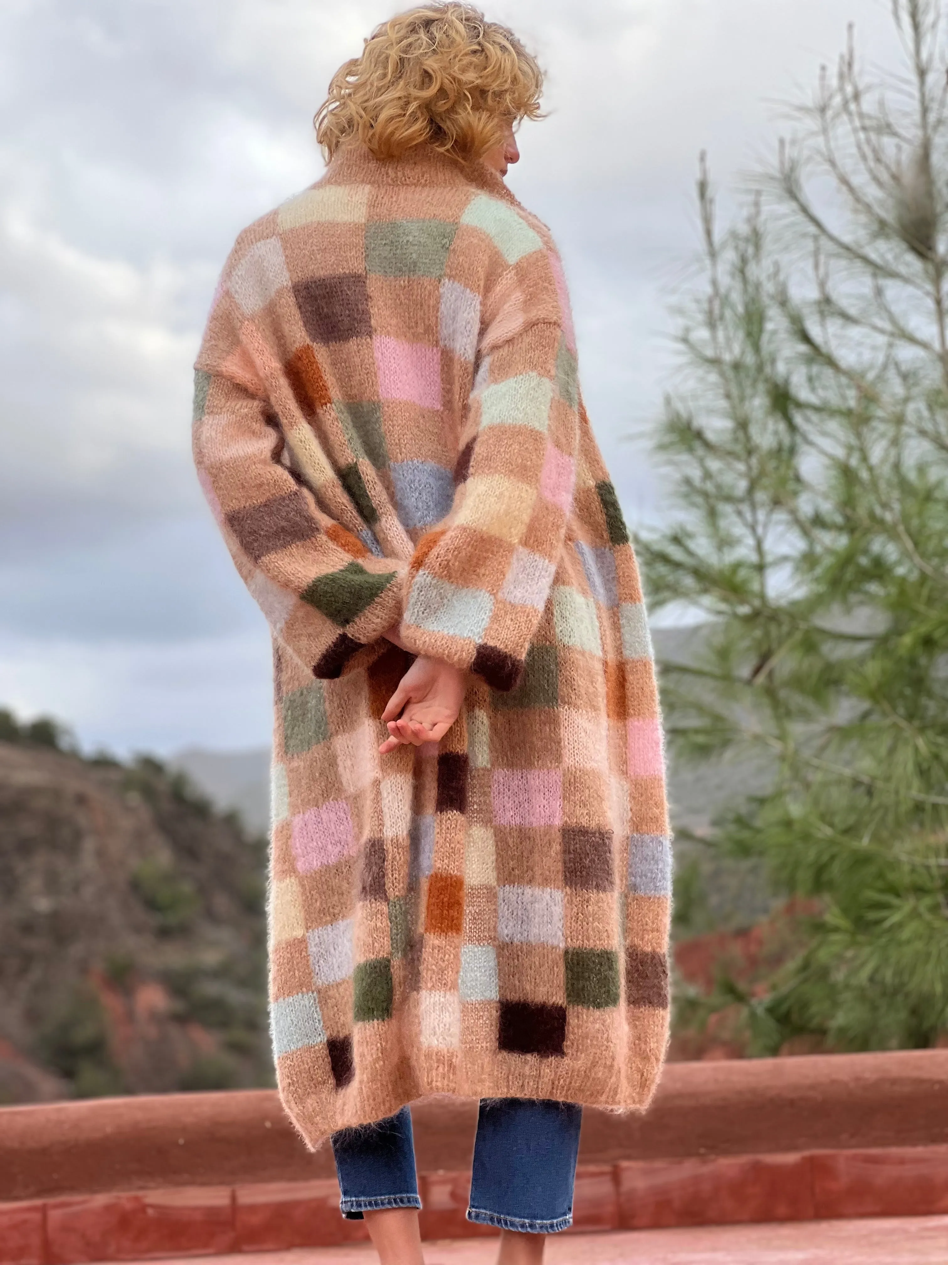 Rose Carmine Coat Pixels Multi Beige