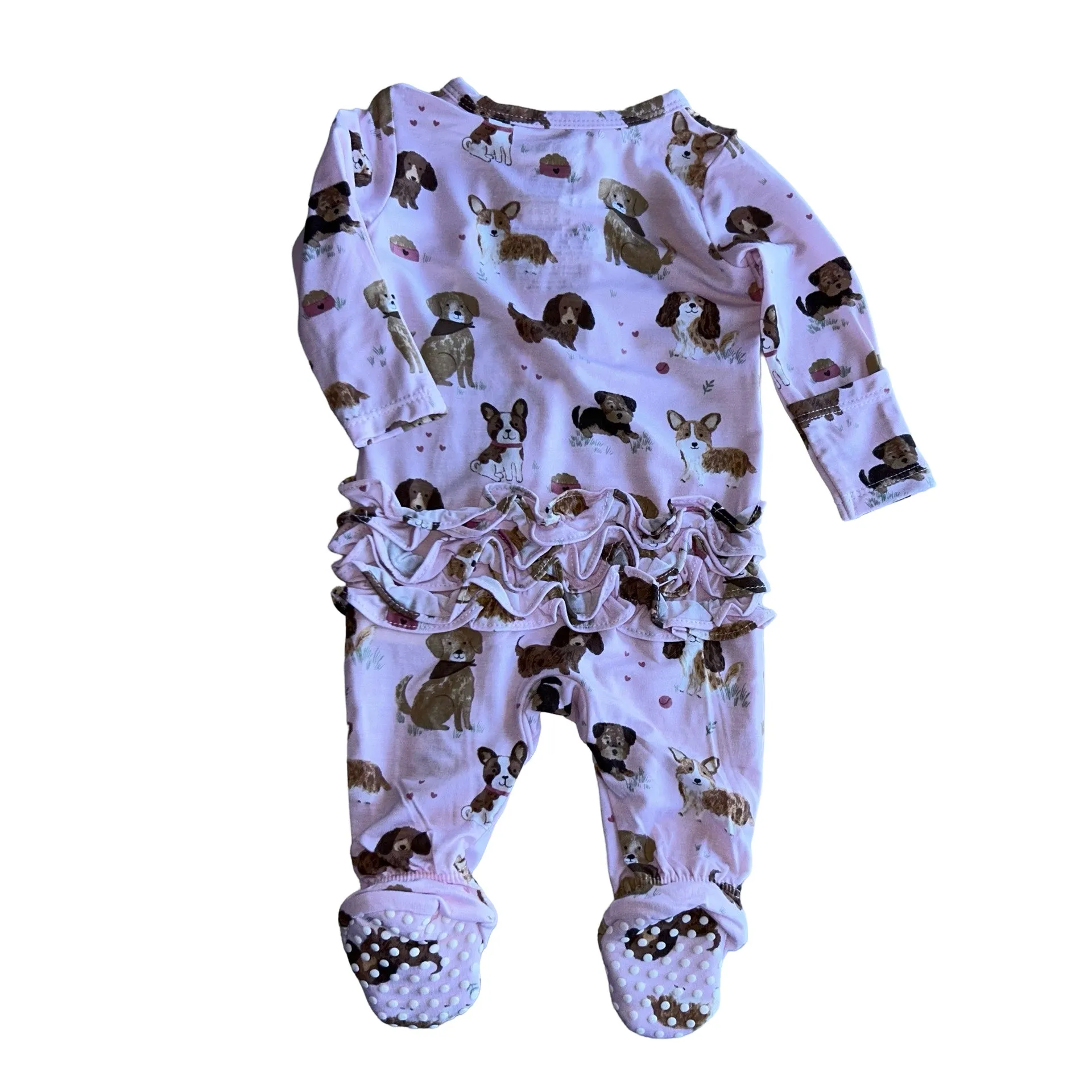 Ruffle Zipper Footie | Pink Best Friend Dogs