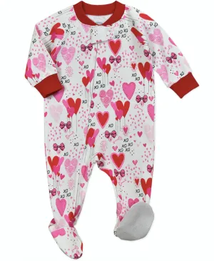 Sara’s Print Footed Pajamas with Heart Balloons