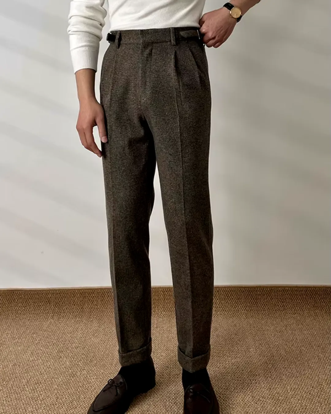 Saville - Textured Pleated Trousers