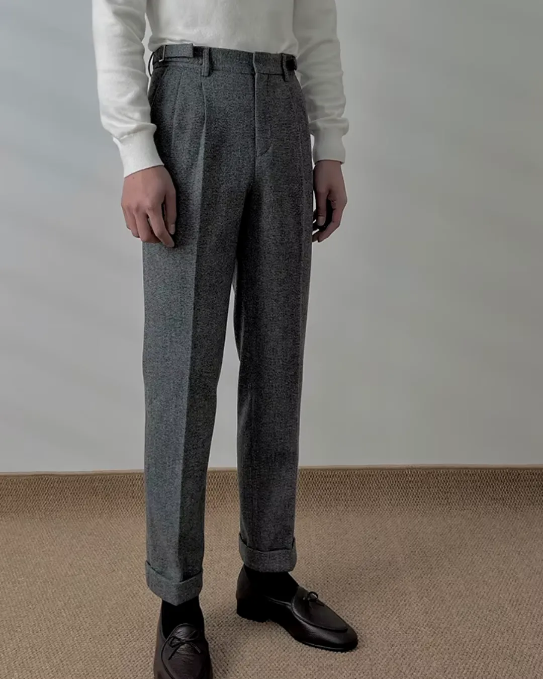 Saville - Textured Pleated Trousers